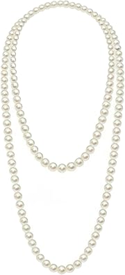 Long Pearl Necklaces for Women 1920s Fashion Faux Pearl Necklace Vintage Layered Pearl Necklaces Pearl Chain Necklace 1920s Bridal Wedding Party Costume Jewelry