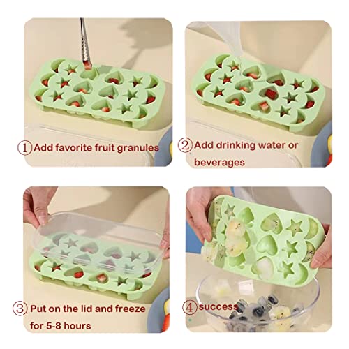 Ice Cube Trays,Heart-Shaped Ice Cube Tray With Star & Moon Shaped Ice Trays,Reusable Whiskey Ice Mold Diy Bpa Free Freezer For Chilled Cocktails Whiskey Bourbon & Homemade Juice（Yellow） #TOP2