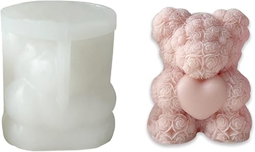 Miniatura 1 de OSLEN Moldes de silicona para velas, moldes de silicona de oso 3D para velas, moldes de resina, moldes de jabón, moldes de silicona para San