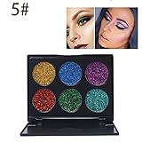 Opción de regalos perfectos: el brillo de la paleta de 6 colores del festival para decorar el cabello del rostro está empaquetado en una caja compacta, el tamaño portátil permite que se pueda almacenar y transportar fácilmente en cualquier momento y en cualquier lugar.