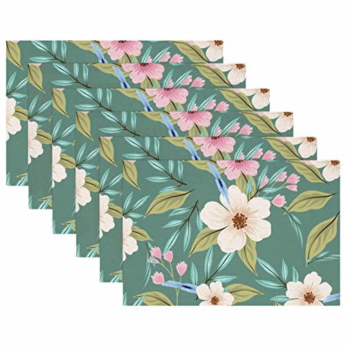 Sets de table fleurs peintes pour protéger la table des plats chauds - 6