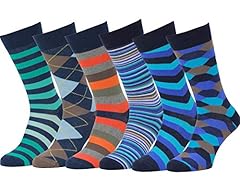 6 Pairs, Dk Navy - Royal Blue/Teal/Orange/Emerald