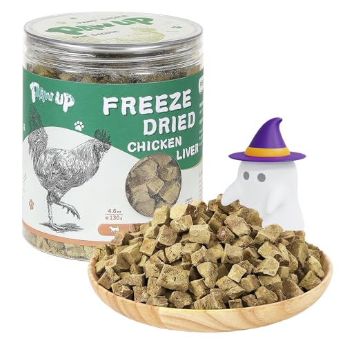 PAWUP Freeze Dried Chicken Liver Pet Treats, High Protein Freeze-Dried Pet Food for Dogs, Cats, Fresh Ingredient Snacks, 4.6 oz, Rawhide Free&Grain Free