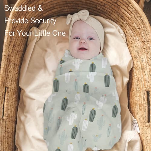 Image of Little Grape Land Muslin Swaddle Blankets 47''x47'' 4 Pack, 100% Cotton Large Size Baby Swaddles for Newborn, Soft Breathable Baby Blankets for Newborns, Green
