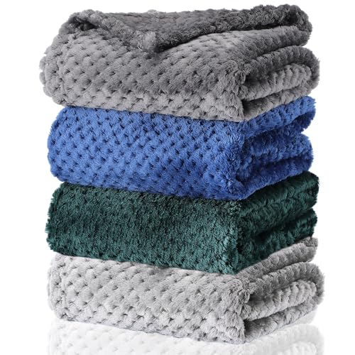 Frienda 4 Pcs Baby Fuzzy Blanket Fluffy Baby Blanket for Boys Girls Soft Warm Infant Newborn Toddler Receiving Nursery Bed Supplies, 32 x 24 Inch(Dark...