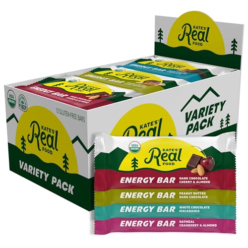 Kate s Real Food Organic Granola Bars - Variety Pack (2.2 oz, Pack of 12) - Organic Energy Bars Made with Gluten Free Oats - Non GMO, Soy Free, Whole Grains, and All Natural