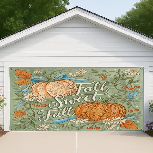 Decoración de otoño para puerta de garaje Fall Sweet Fall grande exterior de 157 x 71 6