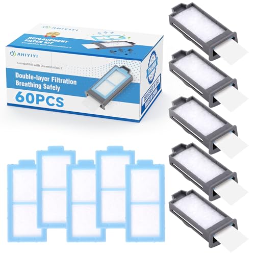 60PCS Replacement CPAP Filters for Dreamstation 2 Includes 5 Preassembled Filters+ 25 Pollen Filters+ 25 Ultra-Fine Filters, Reusable Supplies by AHIYIYI