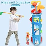 Ein gutes Set: Das Set enthält 1 Golfwagen, 3 Golfschläger, 2 Übungslöcher, 2 Golf-Tees und 3 Bälle. Unser Kindergolfset bietet eine Vielzahl an Zubehör, damit Kinder mehr Spaß haben. Insgesamt drei Bälle, um zu verhindern, dass Sie das Spiel beenden müssen, um die Bälle zu finden.
