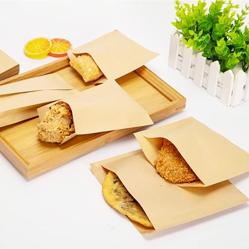 Miniatura 4 de Bolsas de papel kraft para galletas, vidrio plano, 3.9 x 5.7 pulgadas, bolsas de cera, bocadillos para dulces, pasteles de chocolate, papas fritas y