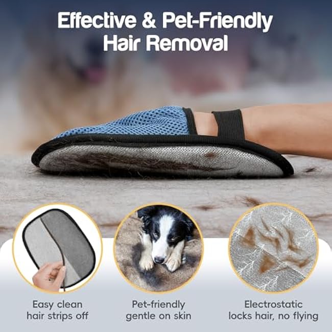 Upgraded Pet Hair Removal Gloves with 5-Finger Design,Reusable Electrostatic Mitts with Enhanced Grip, Quickly Remove Cat & Dog Hair from Sofas, Beds, Clothes, Carpets£¬1PCS-qBv9W2xV