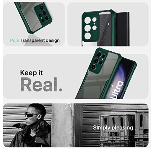 Image of Pikkme Samsung Galaxy S23 Ultra 5G Back Cover | Crystal Clear Transparent Back | Ultra Hybrid | Full Camera Protection | Raised Edge | Bumper Back Case (Green)