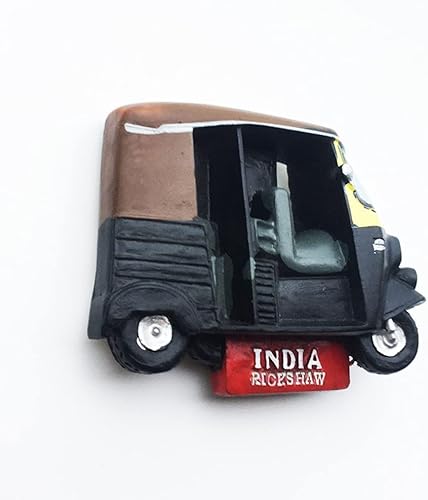Miniatura 3 de India 3D Tuktuk imán de nevera recuerdo turístico etiqueta engomada del viaje, imán del refrigerador de la India, colección de decoración del hogar