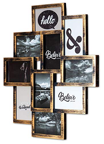 levandeo Bilderrahmen Collage 50x55cm 10 Fotos 10x15cm Kupfer Schwarz...