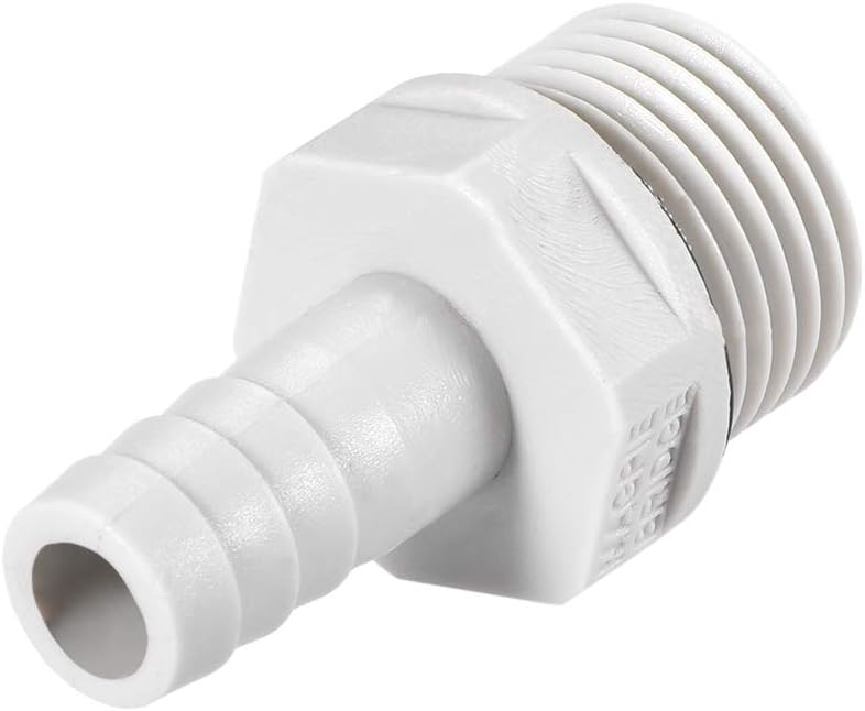 sourcing map PVC Barb Hose Fitting Connector Adapter 10mm or 25/64" Barbed x 1/2" G Male Pipe 5pcs, White, 25/64" x G1/2 - Image 5