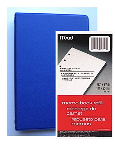 Bundle - Mead Loose-Leaf 6-Ring Memo Book, 6-3/4 X 3-3/4, With 80 Extra Sheets Lined White Filler Paper (Blue Binder) #TOP17