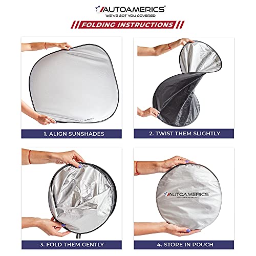 Autoamerics Windshield Sun Shade 2-Piece Foldable Car Front Window Sunshade for Full Size SUV Truck Tesla - Auto Sun Blocker Visor Protector Blocks Max UV Rays and Keeps Your Vehicle Cool - (X-Large)