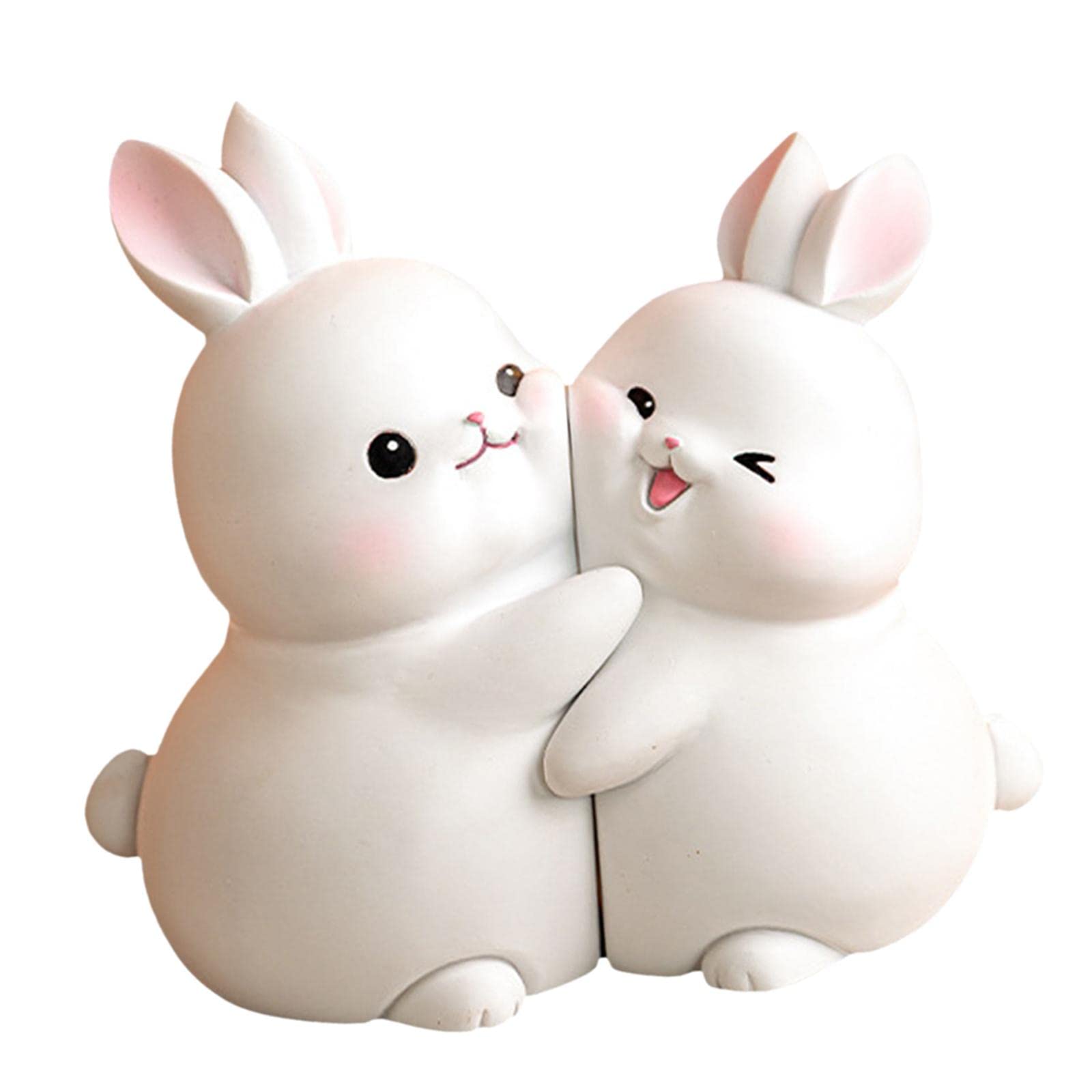 Serre-Livres Lapin 2 Pièces en Résine - Figurine Animal pour Étagères, Organisateur et Support