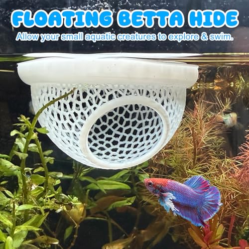 Image of Floating Betta Hide & Shrimp Cave - All-in-One Aquarium Hammock, Feeder, and Safe Resting Spot for Stress-Free Fish Tanks