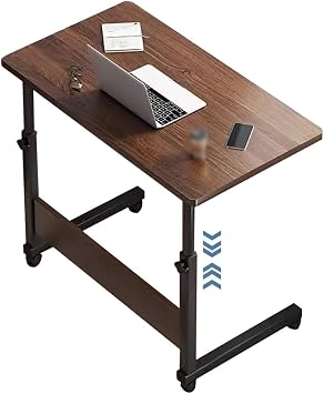 Lifting Desk Manual Adjustable Height for Bedroom Standing Desk Living Room Portable Mobile Laptop Table with Brake Roller, Easy Installation Color Brown, Size 23.6 x 23.6 x 23.6 - 33.5 inches 60