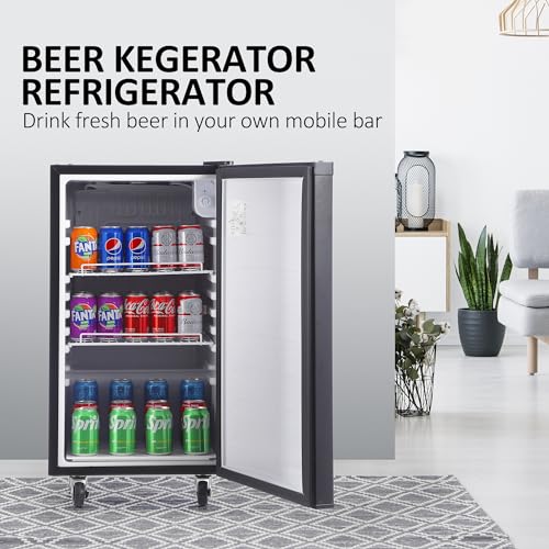 Image of PioneerWorks Beer Kegerator, Single Tap Draft Beer Dispenser, Full Size Stainless Steel Keg Refrigerator With Drip Tray, CO2 Cylinder, 32F- 50F Temperature Control