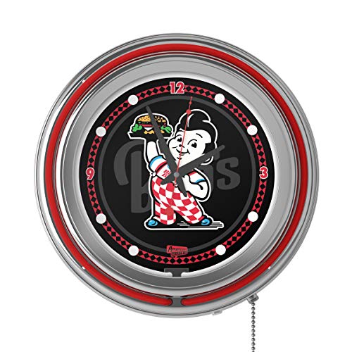 Bob's Big Boy Wordmark Chrome Double Ring Neon Clock #TOP1