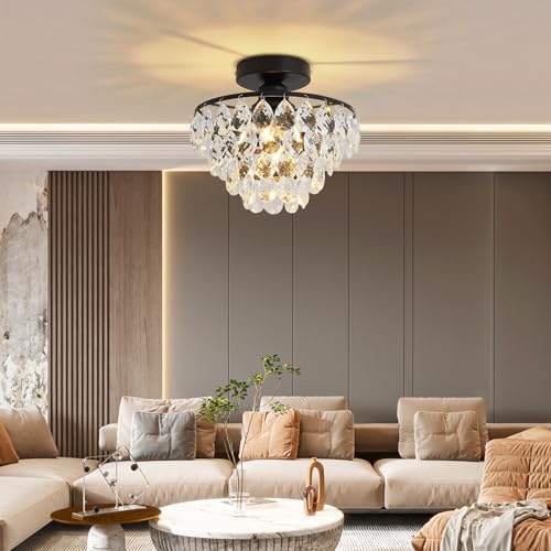 Chandelier,Modern Chandeliers for Dining Room,Chandeliers with Anti-Rust Lamp Body,Black Chandelier Bright Decoration for Home,Long-Lasting Dining Room Chandelier,Crystal Chandeliers for Bedroom - Thumbnail 2