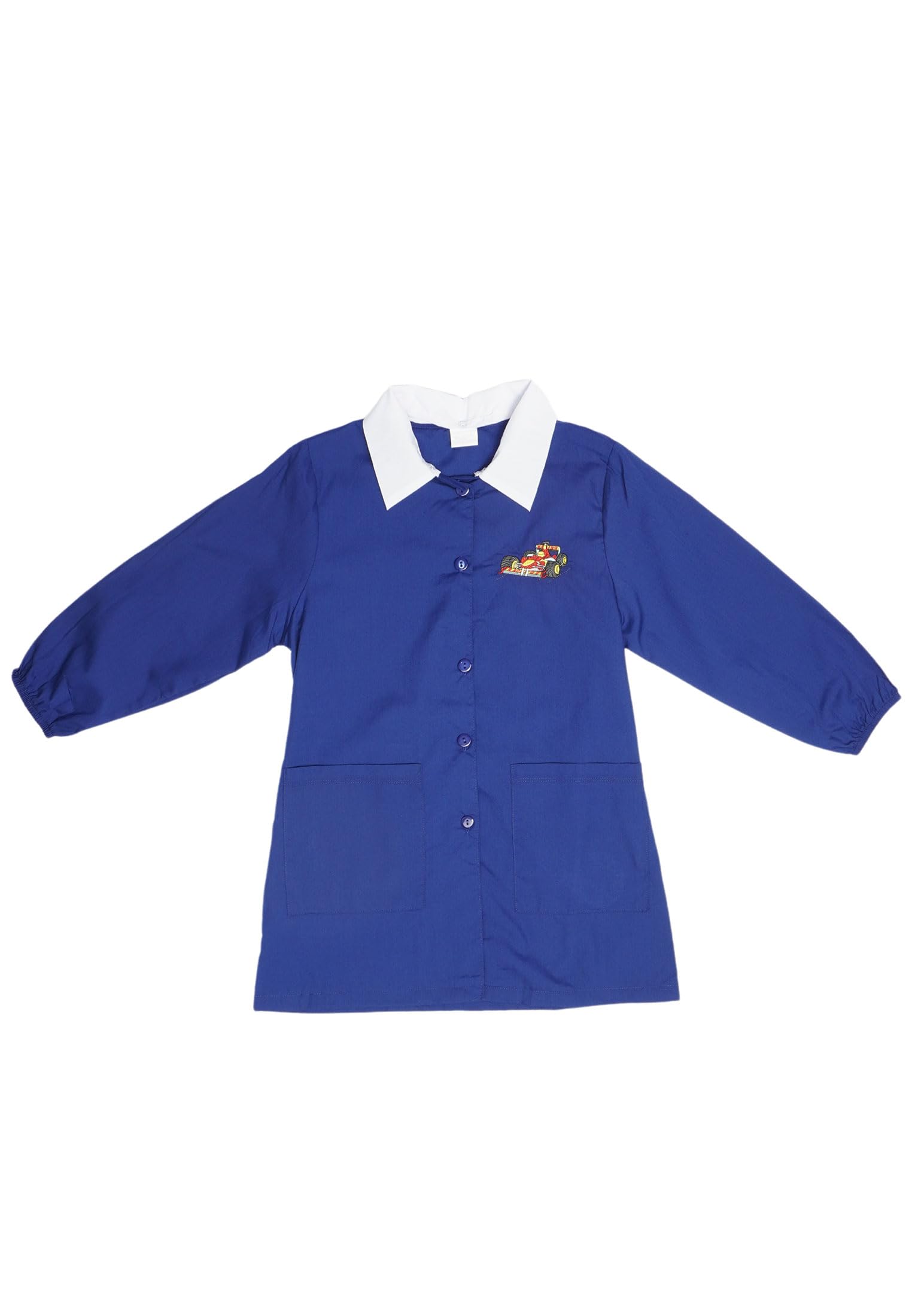 Grembiule Scuola Elementare Bambino Blu Tinta Unita 7-15 Anni con Fantasia Grembiule Bambino con Bottoni O Zip