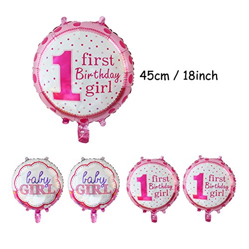Cocodeko 1St Birthday Decoration, Inflatable Helium Foil Balloons Baby Girls Birthday Party Air Balloons Set Supplies For Baby Shower Photo Props Pink Number First Birthday Decorations - Girl #TOP1