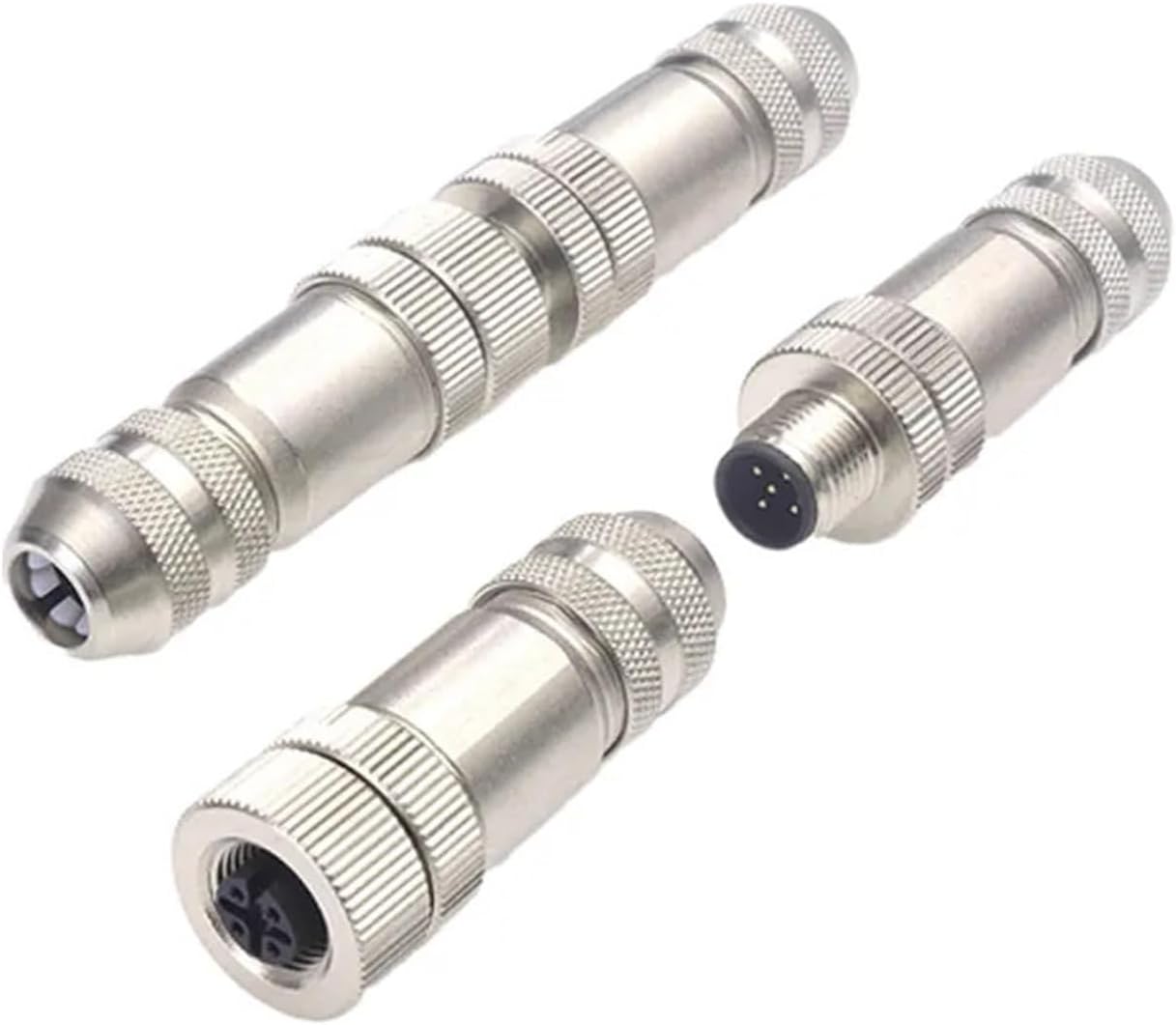 Metal Shell M12 4 5 8 12-pin Waterproof Aviation Connector Adapter 1A 2A 4A solderless Straight/Elbow Male and Female Socket(4 pin Female Plug)