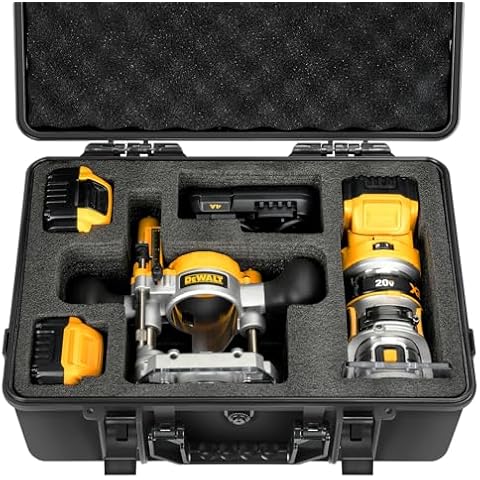 Case for DEWALT 20V Max XR Cordless Router (DCW600B) - Waterproof Hard Tool Box for Brushless Router, Power Tool Kit Bag for Dewalt Battery/Charger(Case Only) (Black, Large Capacity) Cover