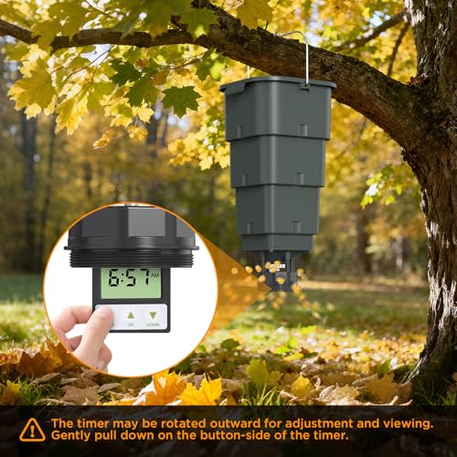 5 Gallon Hanging Deer Feeder, Automatic Game Feeder with Programmable Digital Timer (4 Feed Times), Easy Installation,Batteries Not Included - Thumbnail 4