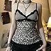 Pokn Leopard Print Y2K Top Halter Cheetah V Neck Lace Halter Goth Clothes Going Out Tops for Women (Leopard,S,Small)