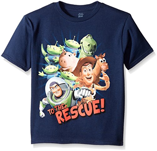 Disney Boys' Little Boys' Toy Story Action Heroes Short Sleeve T-Shirt, Navy, Medium/5/6