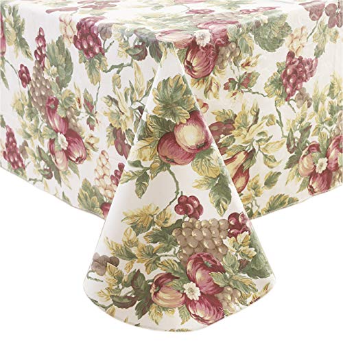 Effortlife Flannel Backed Vinyl Oilcloth Tablecloth Wipe Clean PVC Table Cover Oil-ProofWaterproof Rectangle Plastic Tablecloths for Kitchen Dinning Tabletop Decor 60 x 102 Inch