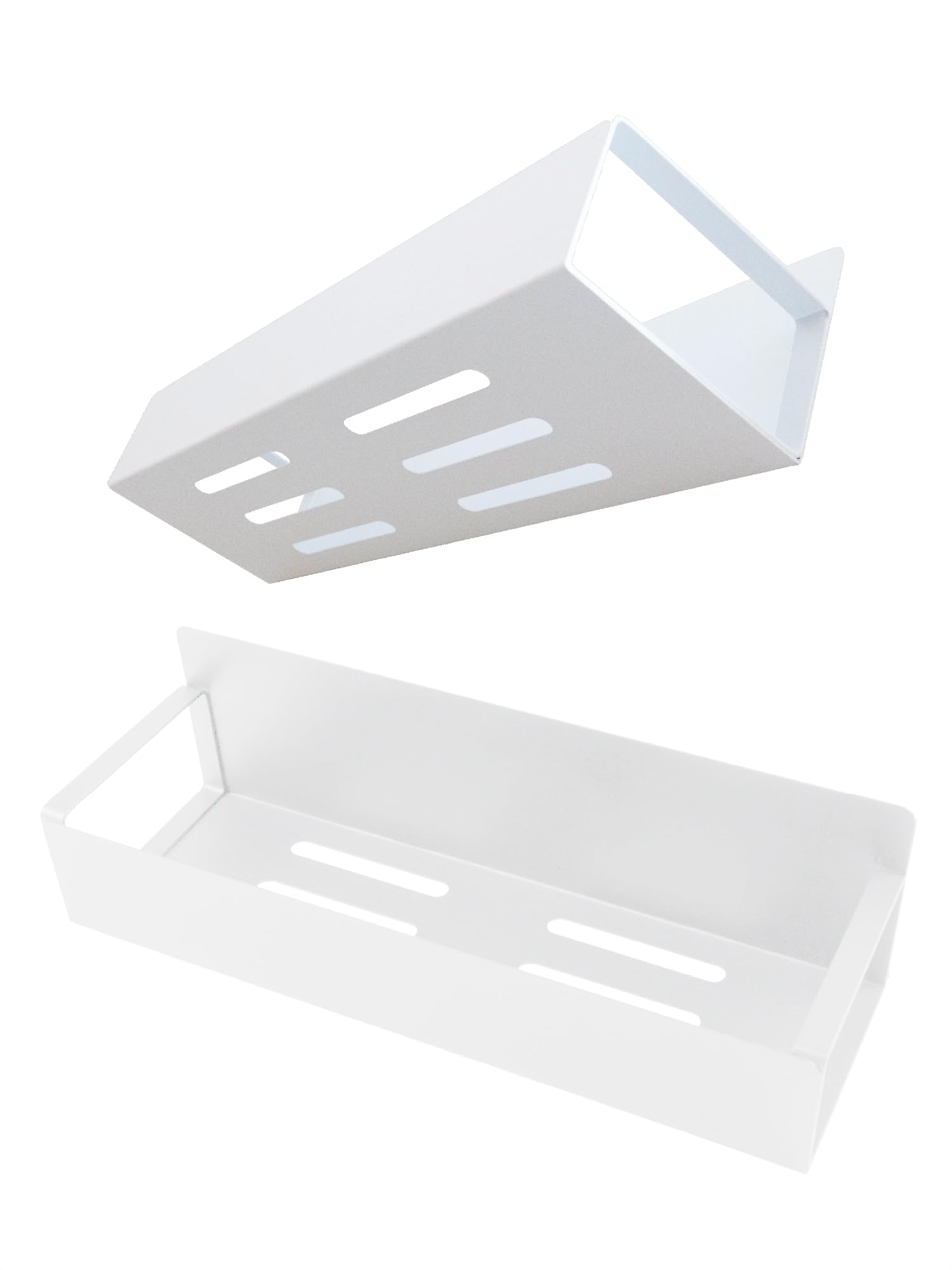 Magnetic Rack, 5.5 lbs (2.5 kg) Strong Magnets, Set of 2, Seasoning Rack, Spice Rack, Kitchen Storage, Bathroom, Refrigerator, Space Saving, Wall Mounted Rack, Steel, White (Width 11.6 & 10.6 inches :