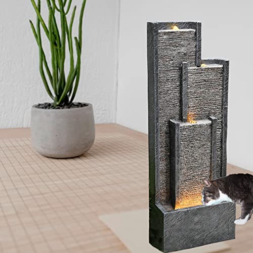 Serbilhome Fountains Outdoor Waterfalls With Led Lights And Pump Water Fountains Outdoor Indoor 32.28” For Modern Outdoor Fountain Indoor Patio Decor Garden, House, Office, Garden, Home Art Decor #TOP1