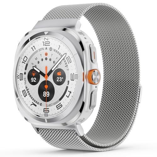 ABOVEACC Ersatzarmband Kompatibel mit Samsung Galaxy Watch Ultra Armband 47mm, Magnetisch Einstellbar Edelstahl Metall Armbänder für Damen Herren, Silber
