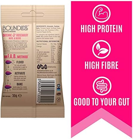 Boundless Activated Snacking: Activated Nuts & Seeds Mixed Variety Pack - Gut Health - Low Calorie - Vegan - Gluten Free - Natural & Healthy Snack - High Fibre (12 x 30g Multipack)
