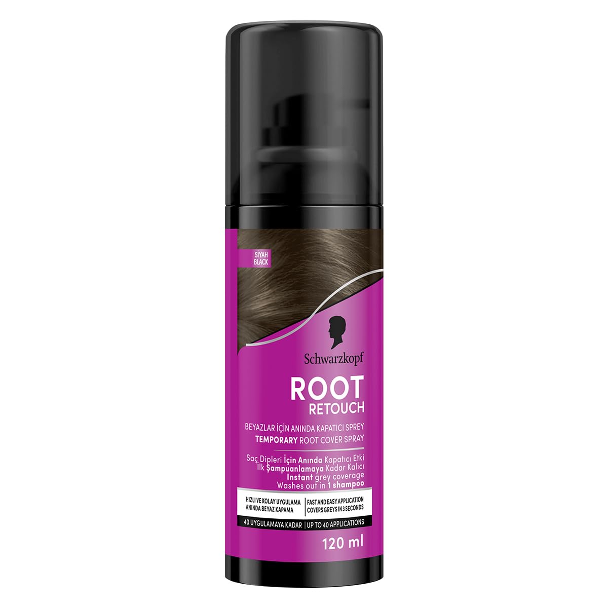 Schwarzkopf Root Retoucher Beyazları Anında Kapatan Sprey Boya Siyah 120 ml