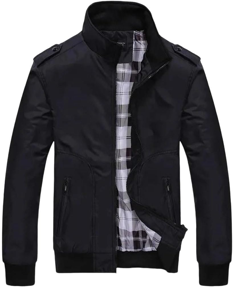 Men's Solid Stand Collar Overcoat Spring Autumn Military Commute Outdoor Outerwear Jacket