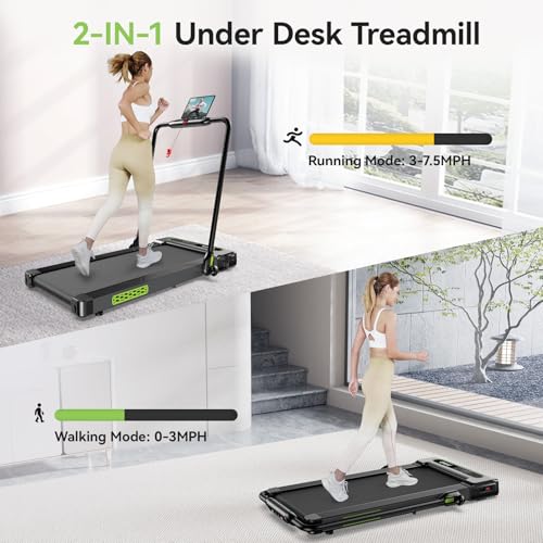 Walking Pad Treadmill, Under Desk Treadmills for Home and Office, 3 in 1 Foldable Treadmill 2.5HP Electric Treadmills 300 lbs Capacity (Black)