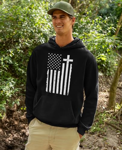 Tstars Mens Cross Hoodie - Christians USA Flag Hoodies for Men - Faith Graphic Pullover - Religious Patriotic Sweatshirt2