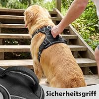 Funfox Hundegeschirr Grosse Hunde [XL] - Verstellbares Anti-Zug Brustgeschirr mit Griff & Reflektorstreifen, Atmungsaktives No Pull Hundegeschirr für Grosse/Mittelgroße Hunde Outdoor Schwarz – Ansicht 5