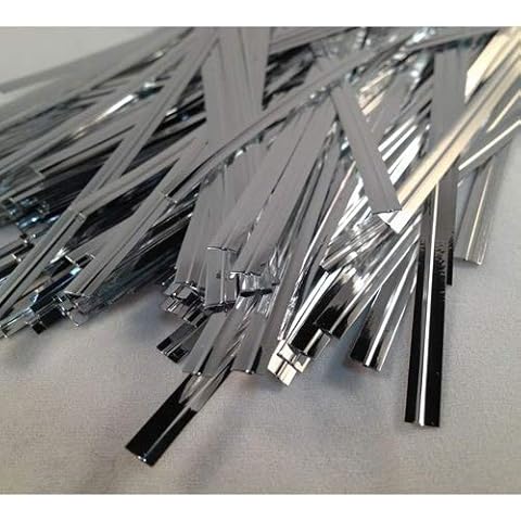 100 Silver 4" (100mm) Metallic Twist Ties / Bag Sealers Coloured Plastic with Wire Cover
