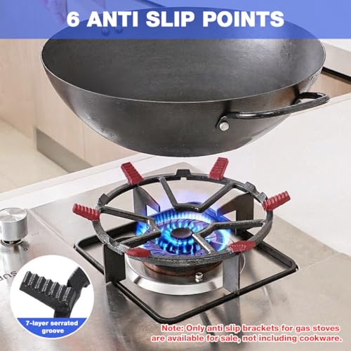 Image of Supvox Burner Stand, 10'' Cast Iron Stir Fry Pan Rack Gas Stove Stand, Fire Gathering Circular Cooking Stove Pot, Compatible with Pot /Pan Sizes Saucepans