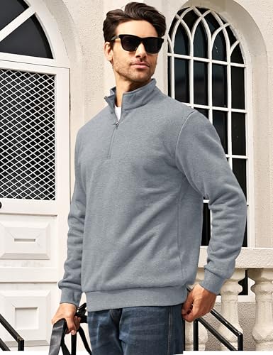 Image of MAGCOMSEN Men's Sherpa Lined Quarter Zip Fleece Heavyweight Pullover Winter Warm Sweatshirts
