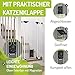 BOMI Tierschutzgitter Mira | Türschutzgitter mit Katzenklappe | Ideales Absperrgitter Hund, Katzengitter Tür & Welpen Zubehör | Hundegitter Wohnung weiß Metall | Breite: 153-161 cm
