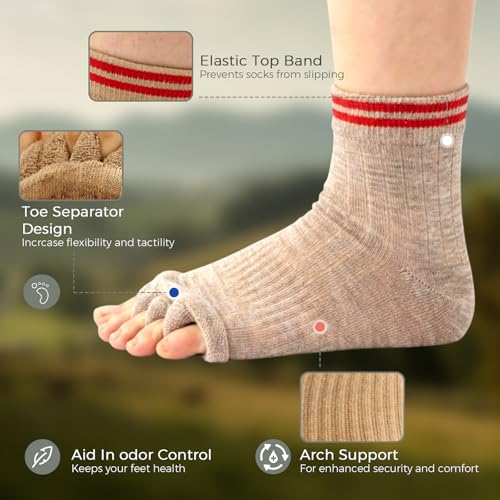 Image of Toe Separator Socks,Foot Alignment Sock for Health Care, Pain Relief, Bunion Corrector, Breathable Toe Socks