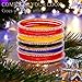 Indian Jewelry Bangle Bracelets For Women Multicolor Plain Glass Bangles Set For Women Multicolor with CZ Stone Set of 16 Bangles Bracelets | Handmade | Ethnic | Suhaag Symbolic Bangle Size-2.4 or 2.25